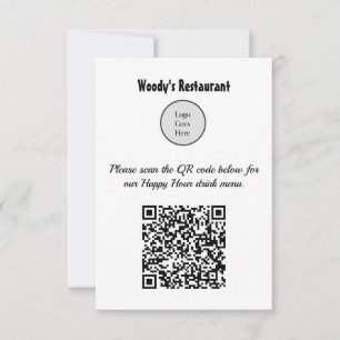 De Correspondance Carte personnalisée QR Code Restaurant Happy Hour 