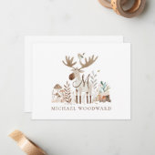 De Correspondance Carte plate monogrammée pour enfants avec des anim (Devant/Arrière en situation)