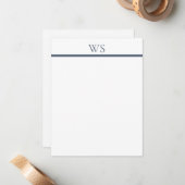 De Correspondance Carte plate Navy Blue Bar Monogramme (Devant/Arrière en situation)
