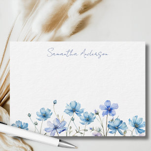 De Correspondance Carte plate personnalisée fleur bleue sauvage