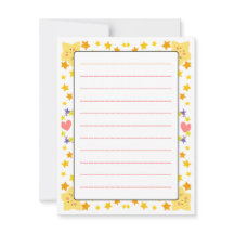 Carte plate pour enfants mignonne – Étoiles et cœu