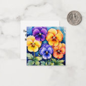 De Correspondance Carte pour notes avec Merci Pansies (Devant/Arrière en situation)
