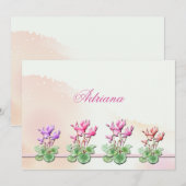 De Correspondance Carte pour notes Plante Cyclamen (Devant / Derrière)