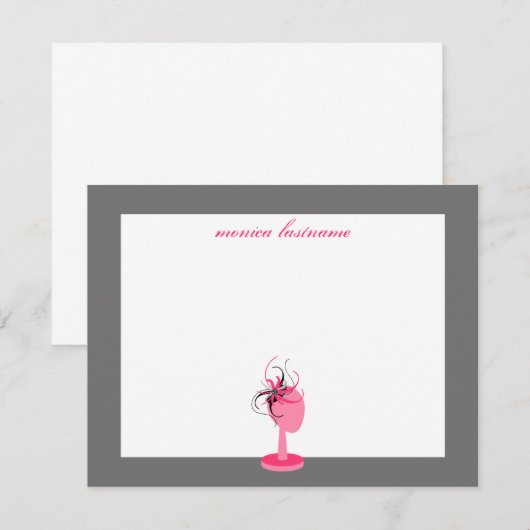 De Correspondance Carte pour notes plat - Rose et noir (Devant / Derrière)