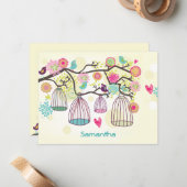 De Correspondance Carte pour notes plat Spring Friends (Devant/Arrière en situation)