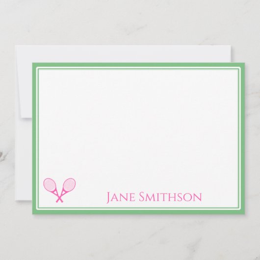 De Correspondance Carte Preppy Pink et Green Tennis Note (Devant)