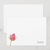 De Correspondance Carte Rosebud Aquarelle Rose (Devant / Derrière)