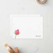 De Correspondance Carte Rosebud Aquarelle Rose (Devant/Arrière en situation)