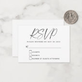 De Correspondance Carte RSVP Budget Simple Minimale Noir Blanc Scrip (Devant/Arrière en situation)
