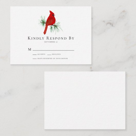 De Correspondance Carte RSVP Cardinal Wedding BUDGET (Devant / Derrière)