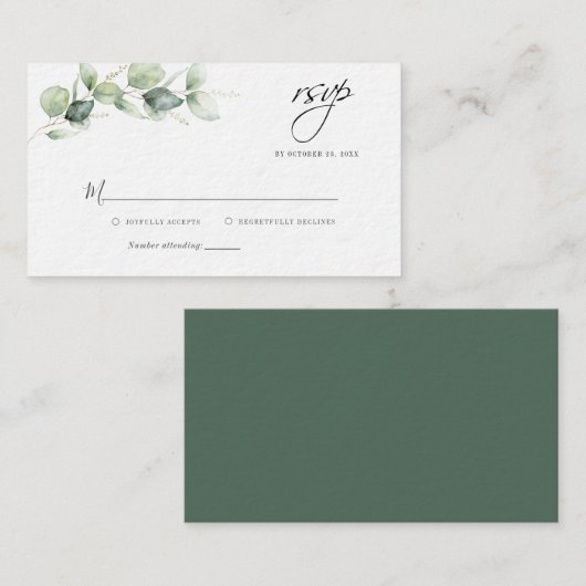 De Correspondance Carte RSVP Eucalyptus Greenery Script Wedding (Devant / Derrière)
