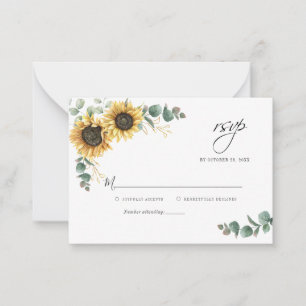 De Correspondance Carte RSVP Eucalyptus Sunflower Mariage Floral