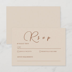 De Correspondance Carte RSVP minimaliste en terre cuite beige
