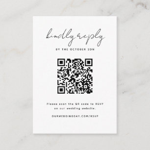 De Correspondance Carte RSVP minimaliste noir et blanc avec code QR