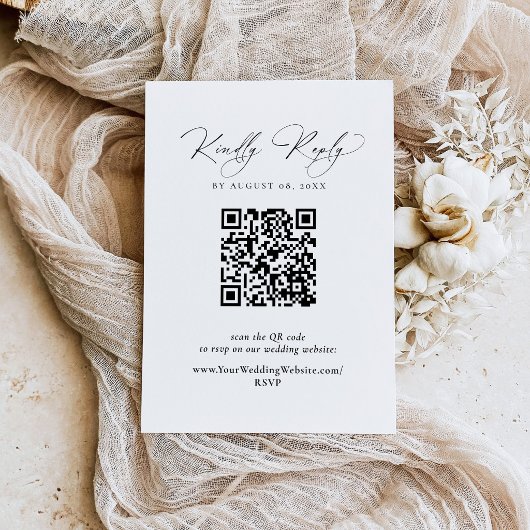 De Correspondance Carte RSVP moderne noir et blanc avec code QR