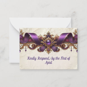 De Correspondance Carte RSVP Purple & Gold élégante