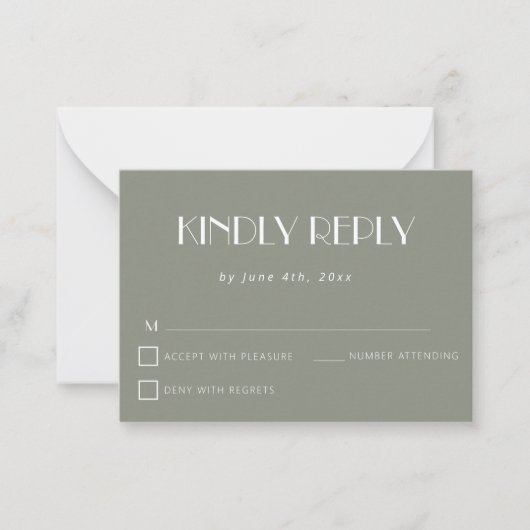 De Correspondance Carte RSVP Sage Green Simple Budget Wedding (Devant)