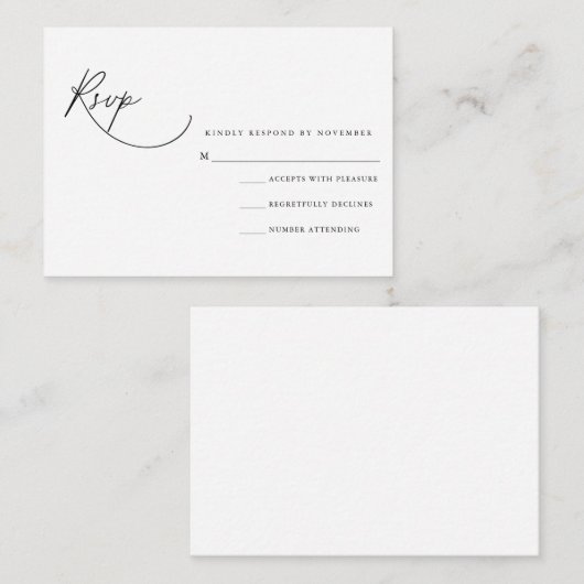 De Correspondance Carte RSVP Script Moderne (Devant / Derrière)