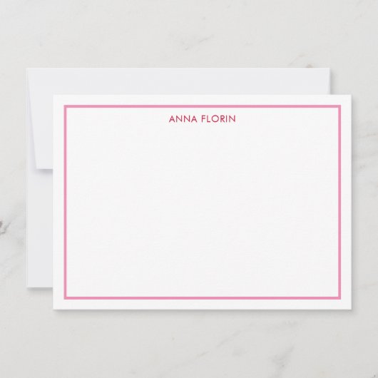 De Correspondance Carte simple Bordure rose (Devant)