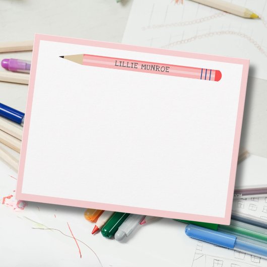 De Correspondance Carte simple crayon rose mignon pour enfants