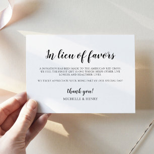 De Correspondance Carte simple élégante en lieu et place des faveurs