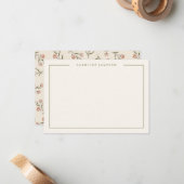 De Correspondance Carte simple florale délicate à plat (Devant/Arrière en situation)