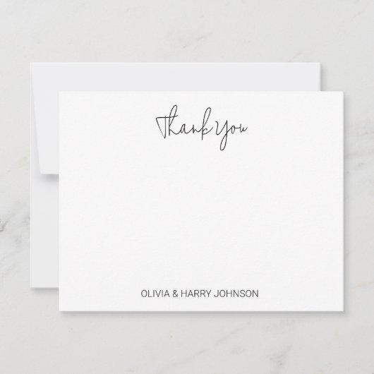 De Correspondance Carte simple Mariage blanc à note plate Merci blan (Devant)