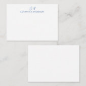 De Correspondance Carte simple Monogramme Bleu Flat Note (Devant / Derrière)