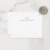 De Correspondance Carte simple Monogramme Bleu Flat Note (Devant/Arrière en situation)
