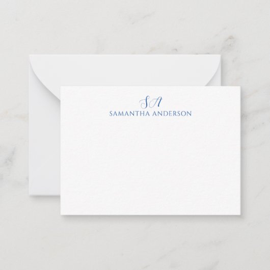 De Correspondance Carte simple Monogramme Bleu Flat Note (Devant)