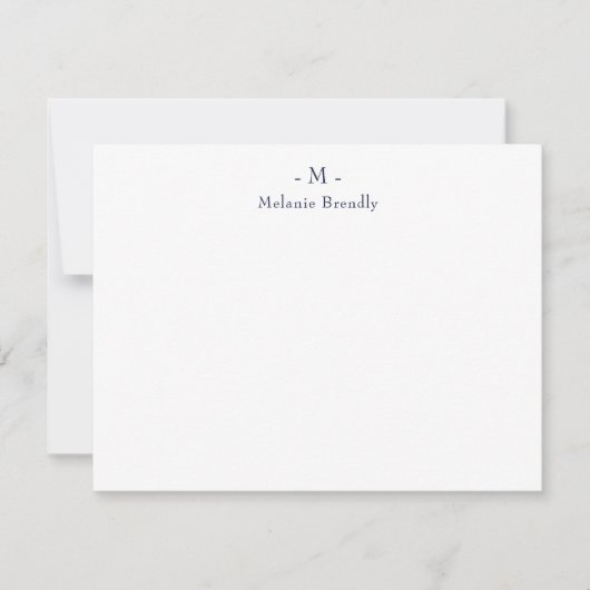 De Correspondance Carte simple Monogramme Marine Blanc (Devant)
