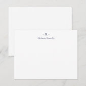 De Correspondance Carte simple Monogramme Marine Blanc (Devant / Derrière)
