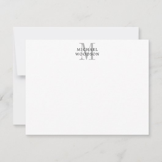 De Correspondance Carte simple monogramme noir gris (Devant)
