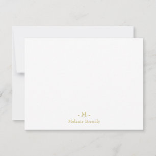 De Correspondance Carte simple Monogramme Or Blanc Note