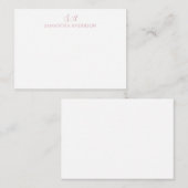 De Correspondance Carte simple monogramme rose à note plate (Devant / Derrière)