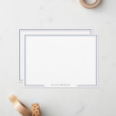 De Correspondance Carte simple Navy Blue Border Name (Devant/Arrière en situation)