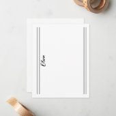 De Correspondance Carte simple Noir Blanc Classique Double Linage No (Devant/Arrière en situation)