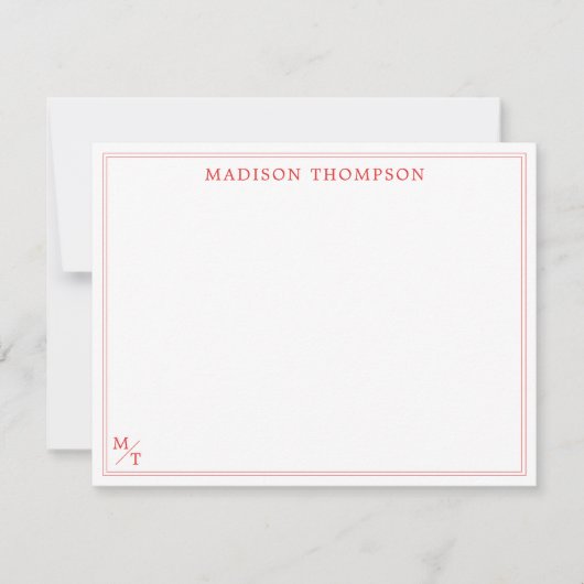 De Correspondance Carte simple simple monogramme rouge classique (Devant)