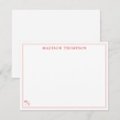 De Correspondance Carte simple simple monogramme rouge classique (Devant / Derrière)