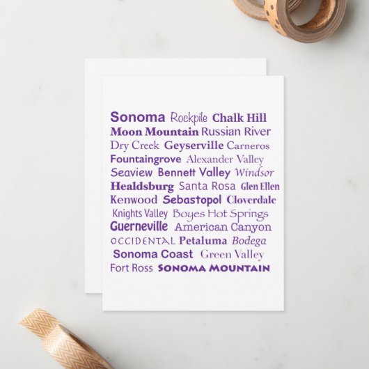 De Correspondance Carte Sonoma Wines Flat Note (Devant/Arrière en situation)