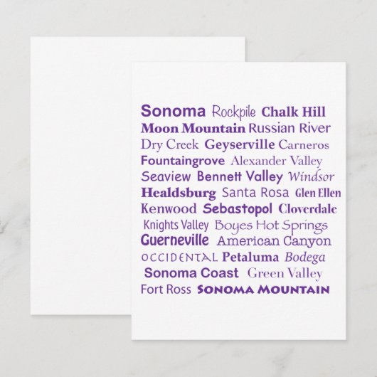 De Correspondance Carte Sonoma Wines Flat Note (Devant / Derrière)