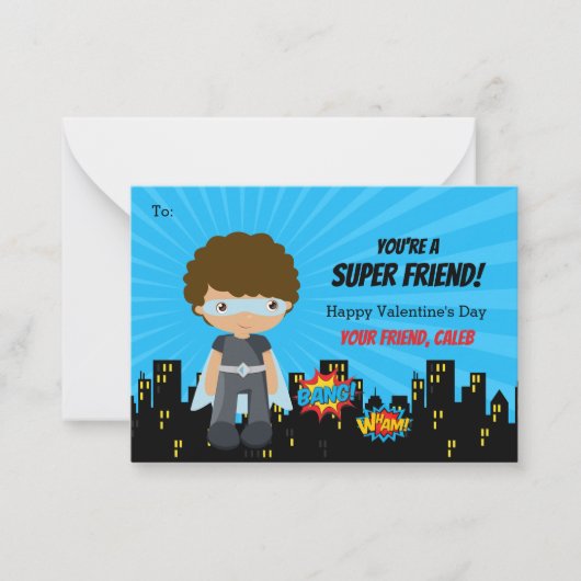 De Correspondance Carte Valentine Superhero - Garçons Africains-Amér (Devant)