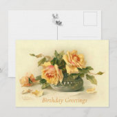 De Correspondance Catherine Klein Rose jaune Vase Anniversaire Carte (Devant / Derrière)