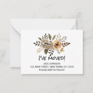 De Correspondance Chic Aquarelle Flora J'ai Déménagé Carte Faire-par