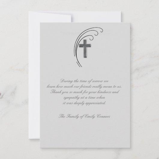 De Correspondance Croix et foune - Bereavement Merci Carte pour note (Devant)