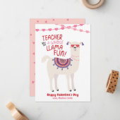 De Correspondance Cute Llama Professeur Carte Saint Valentin (Devant/Arrière en situation)