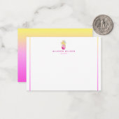 De Correspondance Élégant ananas en rose et carte Gold Note (Devant/Arrière en situation)