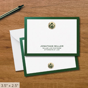 De Correspondance Elégant Carte pour notes vert avec Gold Logo Cabin