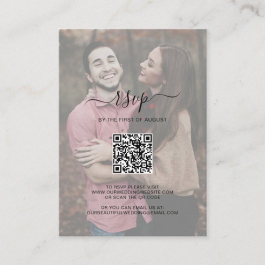 De Correspondance Élégant QR Code Photo Mariage Mini carte RSVP (Devant)