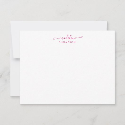 De Correspondance Élégant Script Girly Magenta Typographie Carte Not (Devant)